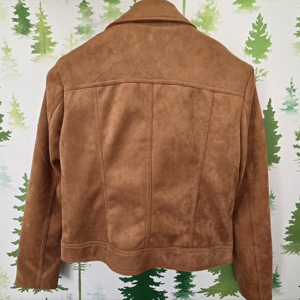 Tan Suede Anthropologie Women's Moto Jacket - Picture 2 of 10